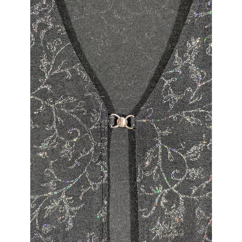 Bentley Plus Black Silver Sparkle Front Clasp Open Short Sleeve Cardigan Size 2X - Picture 3 of 10